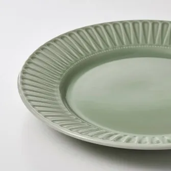 IKEA STRIMMIG Farfurie, ceramica vitrificata gri-verde deschis, 27 cm