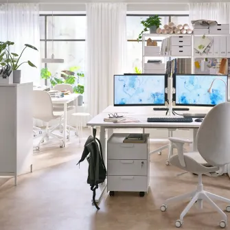 IKEA STUBBERGET Consola pentru 2 monitoare, alb