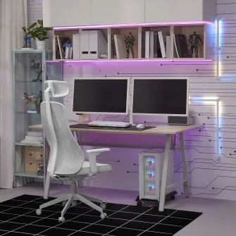 IKEA STUBBERGET Consola pentru 2 monitoare, alb