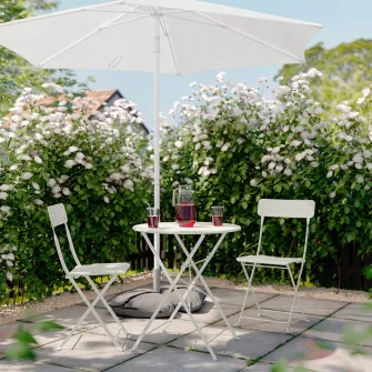 IKEA SUNDSÖ Masa + 2 scaune pliante, exterior alb murdar/alb murdar, 65 cm