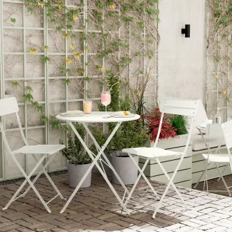 IKEA SUNDSÖ Masa + 2 scaune pliante, exterior alb murdar/alb murdar, 65 cm