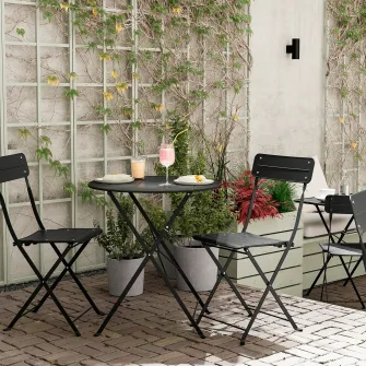 IKEA SUNDSÖ Masa + 2 scaune pliante, exterior antracit/antracit, 65 cm