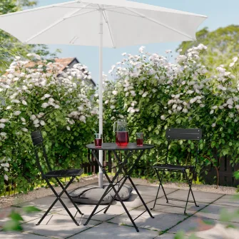 IKEA SUNDSÖ Masa + 2 scaune pliante, exterior antracit/antracit, 65 cm