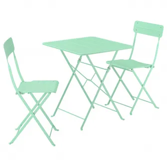 IKEA SUNDSÖ Masa + 2 scaune pliante, exterior verde deschis/verde deschis, 65x65 cm