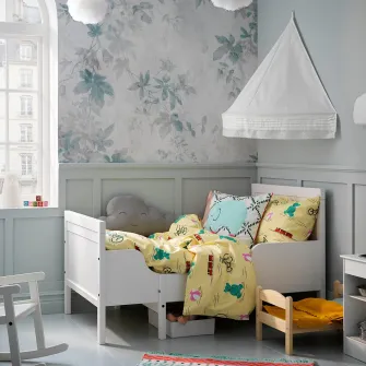 IKEA SUNDVIK Cadru pat extensibil+somiera, alb, 80x200 cm