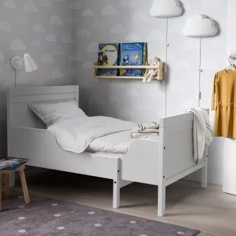 IKEA SUNDVIK Cadru pat extensibil+somiera, gri, 80x200 cm