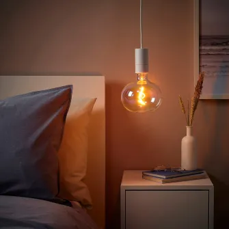 IKEA SUNNEBY Set cablaj lampa, alb textil, 1.8 m