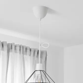 IKEA SUNNEBY Set cablaj lampa, alb textil, 1.8 m