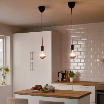 IKEA SUNNEBY Set cablaj lampa, negru textil, 1.8 m