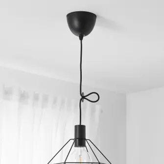 IKEA SUNNEBY Set cablaj lampa, negru textil, 1.8 m