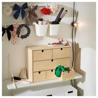 IKEA SUNNERSTA Bara cu 4 carlige si 2 recipiente, alb