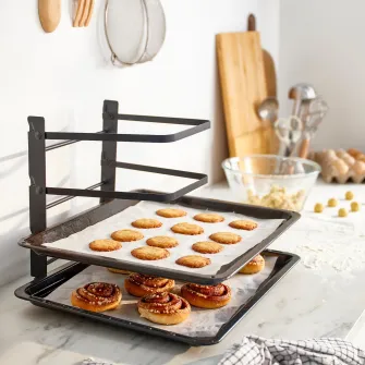 IKEA SVARTABBORRE Suport pentru tavi de copt, pliant negru, 27x26x33 cm