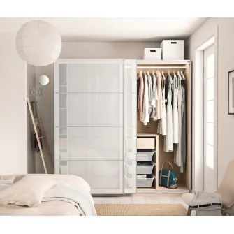 IKEA SVARTISDAL 4 panouri/cadru usa glisanta, alb aspect hartie, 75x201 cm