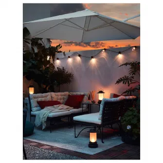IKEA SVARTRÅ Ghirlanda LED 12 becuri, negru/exterior