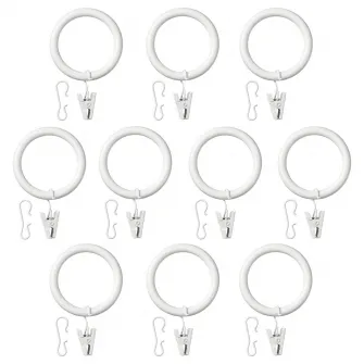 IKEA SYRLIG Inele perdea cu clema si carlig, alb, 38 mm