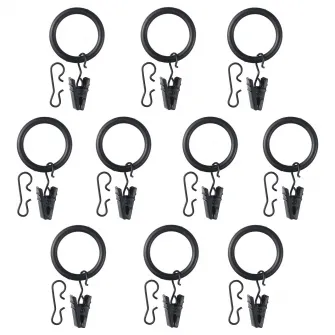 IKEA SYRLIG Inele perdea cu clema si carlig, negru, 25 mm