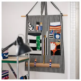 IKEA TAGGLUSERN Metraj pre-taiat, negru/alb, 150x300 cm