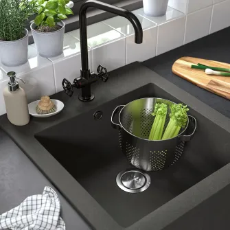 IKEA TALLSJÖN Cuva chiuveta cu front vizibil, gri inchis/aspect piatra, 60x65 cm