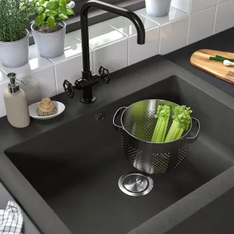 IKEA TALLSJÖN Cuva chiuveta cu front vizibil, gri inchis/aspect piatra, 80x65 cm
