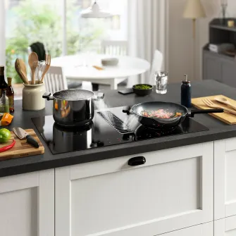 IKEA TÄCKNAN Plita inductie/hota integrata, IKEA 300 negru, 80 cm