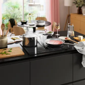 IKEA TÄCKNAN Plita inductie/hota integrata, IKEA 500 negru, 60 cm