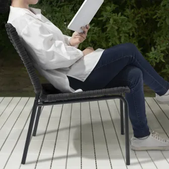 IKEA TEGELÖN Set mobilier sezut 4 loc, exterior, gri inchis/negru