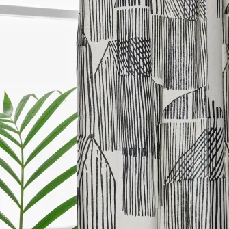 IKEA TEMPELFLY Draperii, 2buc, alb/negru/rjns, 145x300 cm