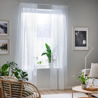 IKEA TERESIA Perdele transparente, 2buc, alb/cu tiv pentru bagheta, 145x300 cm