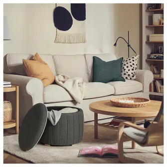 IKEA ÅTERLÖGA Pouf, cu depozitare/Kilanda gri inchis