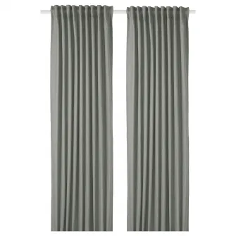 IKEA TIBAST Draperii semiopace, 2buc, verde inchis/rjns, 145x300 cm