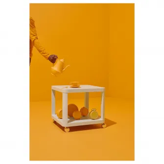 IKEA TINGBY Masuta cafea cu rotile, alb, 50x50 cm