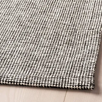 IKEA TIPHEDE Covor, tesatura plata, negru/natur, 155x220 cm