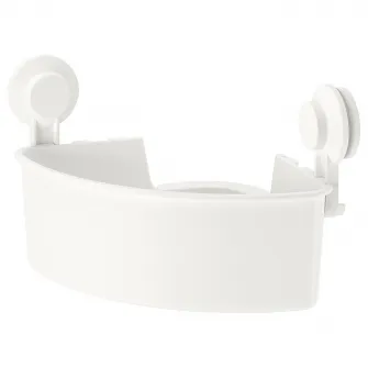 IKEA TISKEN Etajera colt cu ventuza, alb