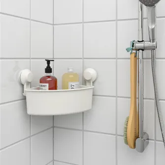 IKEA TISKEN Etajera colt cu ventuza, alb