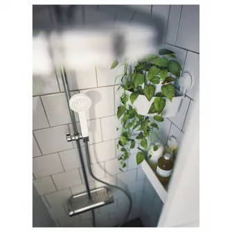 IKEA TISKEN Etajera colt cu ventuza, alb