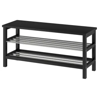IKEA TJUSIG Banca depozitare pantofi, negru, 108x34x50 cm