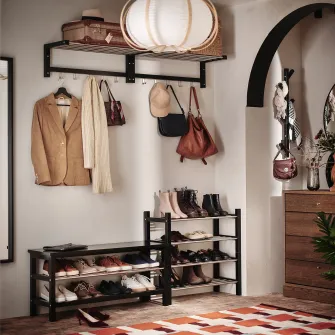 IKEA TJUSIG Banca depozitare pantofi, negru, 108x34x50 cm