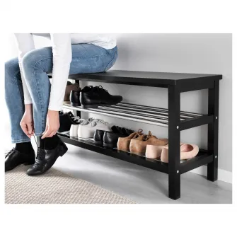 IKEA TJUSIG Banca depozitare pantofi, negru, 108x34x50 cm