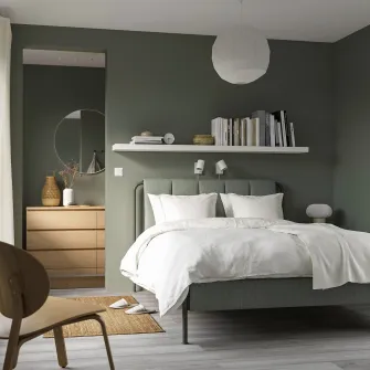IKEA TÄLLÅSEN Cadru pat tapitat, Kulsta gri-verde, 140x200 cm