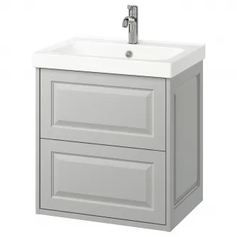 IKEA TÄNNFORSEN / ORRSJÖN Masca lavoar+sertare/lavoar/baterie, gri, 62x49x69 cm