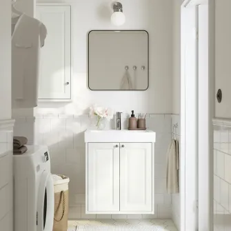 IKEA TÄNNFORSEN / ORRSJÖN Masca+usi/lavoar adanc/baterie, alb, 62x49x72 cm
