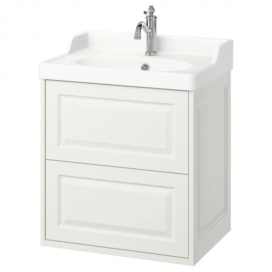 IKEA TÄNNFORSEN / RUTSJÖN Masca lavoar+sertare/lavoar/baterie, alb, 62x49x74 cm