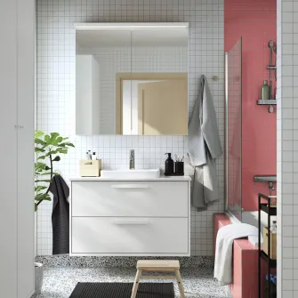 IKEA TOLKEN Blat, alb aspect marmura/laminat, 102x49 cm
