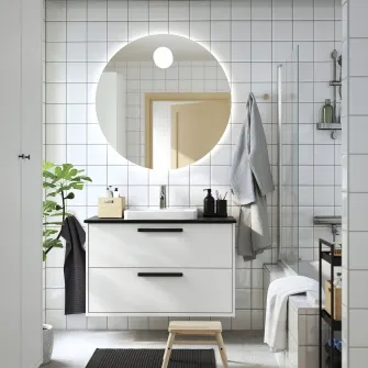 IKEA TOLKEN Blat, negru aspect marmura/laminat, 82x49 cm