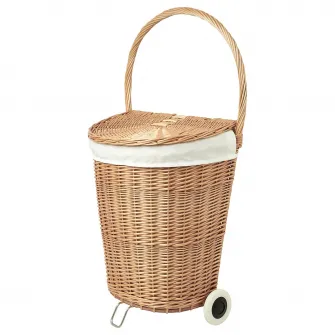 IKEA TOLKNING Cos de rufe cu rotile, lucrat manual Salcie, 31 l