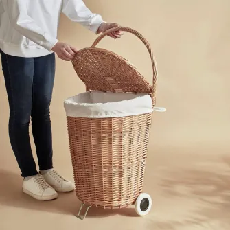 IKEA TOLKNING Cos de rufe cu rotile, lucrat manual Salcie, 31 l