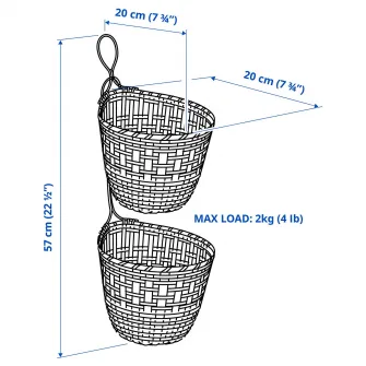 IKEA TOLKNING Cos suspendat, set 2 bucati, lucrat manual bambus