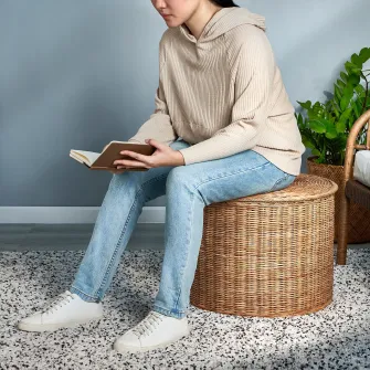 IKEA TOLKNING Pouf cu depozitare, lucrat manual ratan