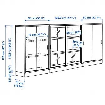 IKEA TONSTAD Ansamblu depozitare+usi glisante, frnr stjr/sticla transparenta, 284x37x120 cm