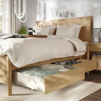 IKEA TONSTAD Cadru pat+depozitare, frnr stjr/Lönset, 140x200 cm
